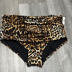Calvin Klein High-Waist Leopard Print Bikini Bottoms/ size M NWT